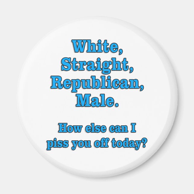 White Straight Republican Male Tee Magnet (Front)