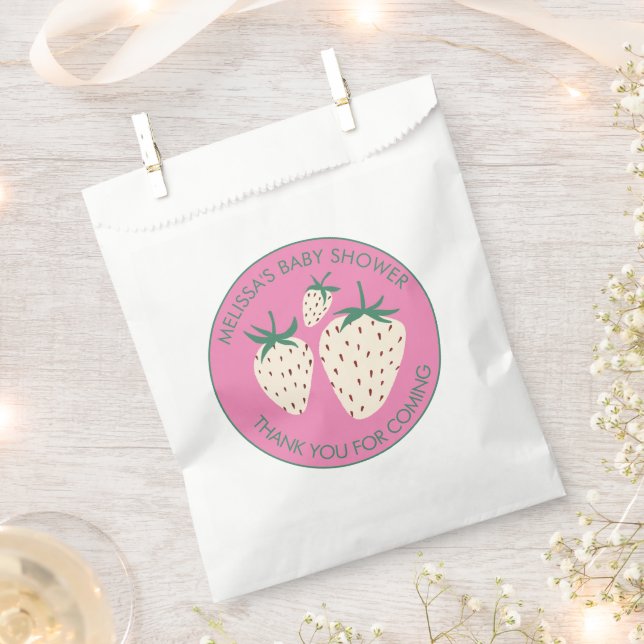 White Strawberry Cute Pineberry BABY SHOWER Custom Favour Bag (Clipped)