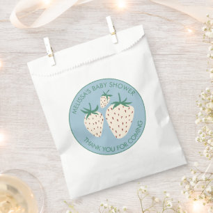 White Strawberry Cute Pineberry BABY SHOWER Custom Favour Bag