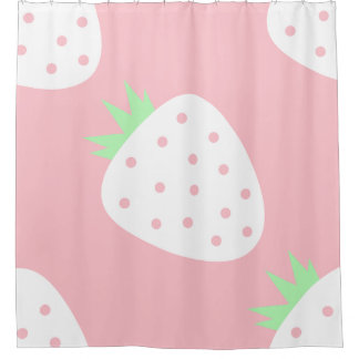 white strawberry pastel pink fruit print