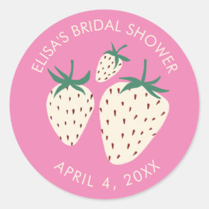 White Strawberry Pineberry BRIDAL SHOWER Custom Classic Round Sticker