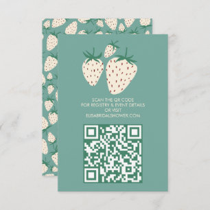 White Strawberry Pineberry BRIDAL SHOWER QR code Enclosure Card
