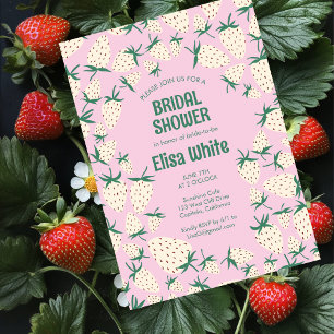 White Strawberry Pineberry CUSTOM Bridal Shower Invitation