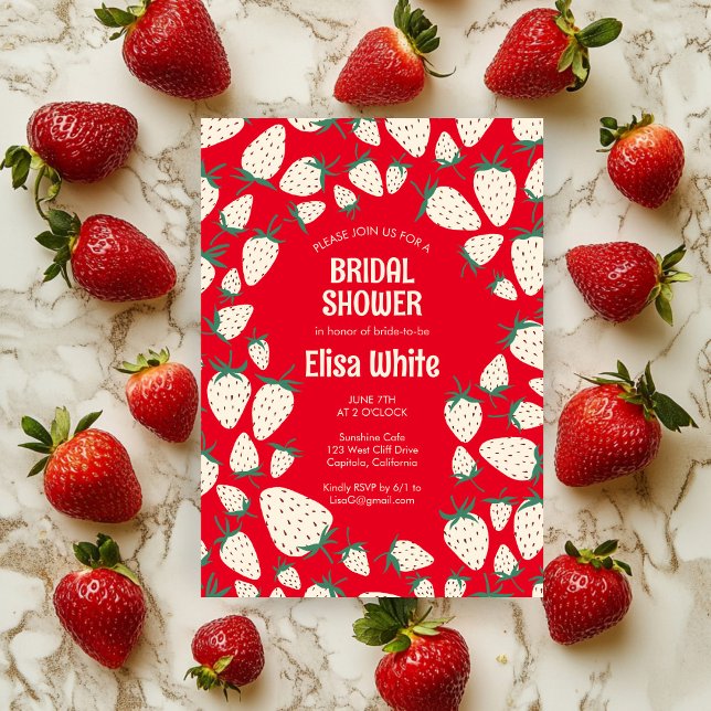 White Strawberry Pineberry CUSTOM Bridal Shower Invitation (White Strawberry Pineberry CUSTOM Bridal Shower Invitation
)