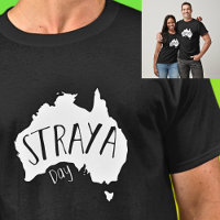 White STRAYA Map for Australia Day on Dark