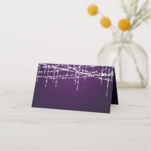 White String Lights on Royal Purple Place Card