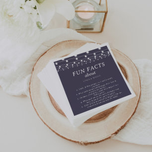 White String Lights Trivia Fun Facts Wedding Napkin