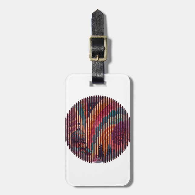 White Stripe Round Luggage Tag – Customizable (Front Vertical)