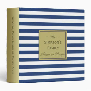 White Striped Cobalt Blue: Recipes, Wedding Album Binder