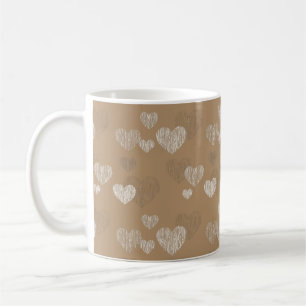 White Striped Hearts on Iced Coffee Mug