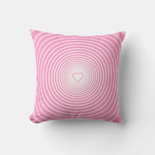 White Striped Pink Pillow with Heart Choose Colour