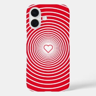 White Striped Red iPhone Case with Heart