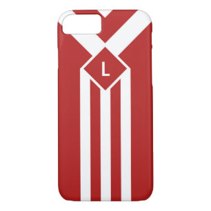 White Stripes and Chevrons on Red with Monogram Case-Mate iPhone Case