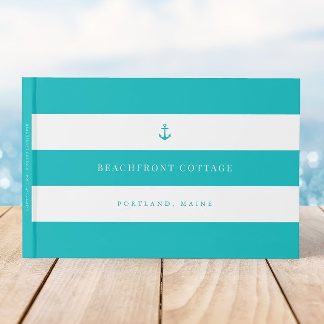 White Stripes and Custom Background & Anchor Colou Guest Book (Creator Uploaded)