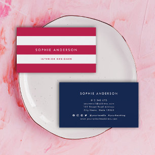 White Stripes and Custom Colour Modern Minimalist Business Card