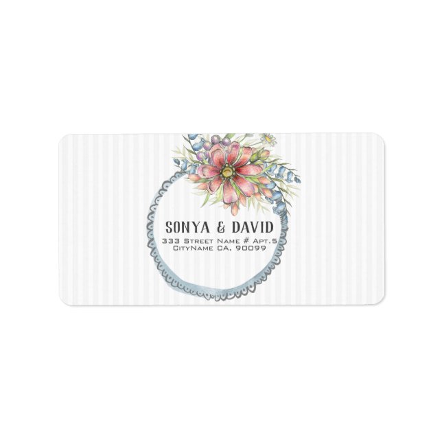 White Stripes And Flowers Label (Front)