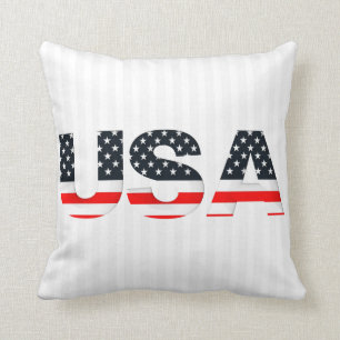 White Stripes And Letters Throw Pillow