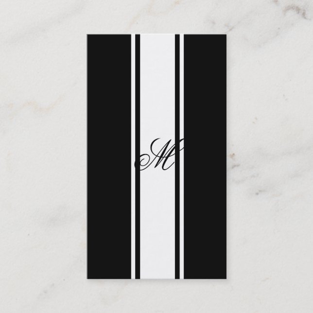 White Stripes and Monogram Business Card (Front)