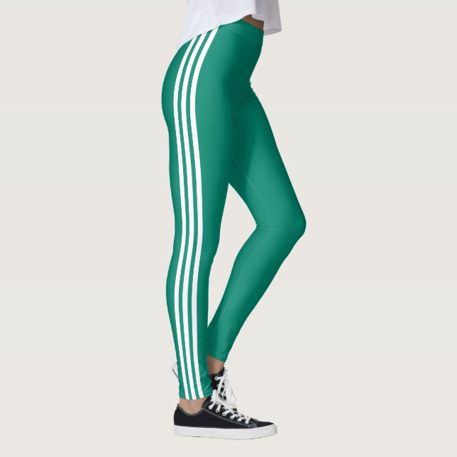 White Stripes Blue Green Leggings Sport (Right)