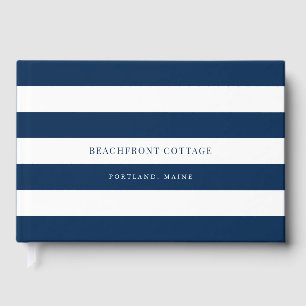 White Stripes & Custom Color Home or Rental Guest Guest Book