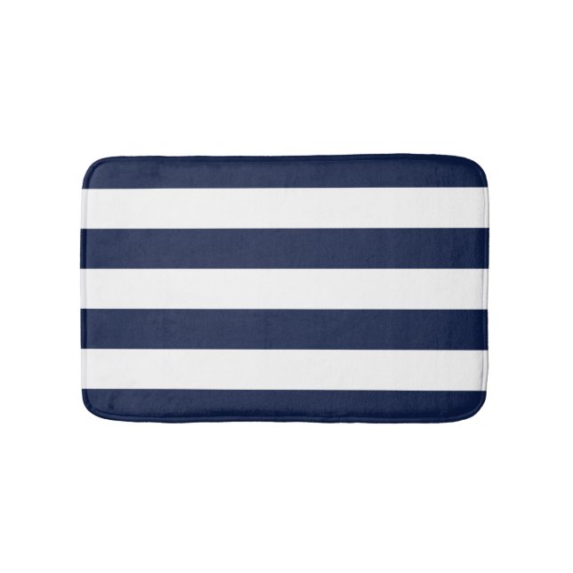 White Stripes Pattern {pick your background colour Bath Mat (Front)