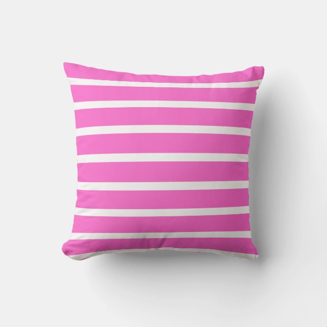 White Stripes  Pink patterned Throw Pillow (Front)