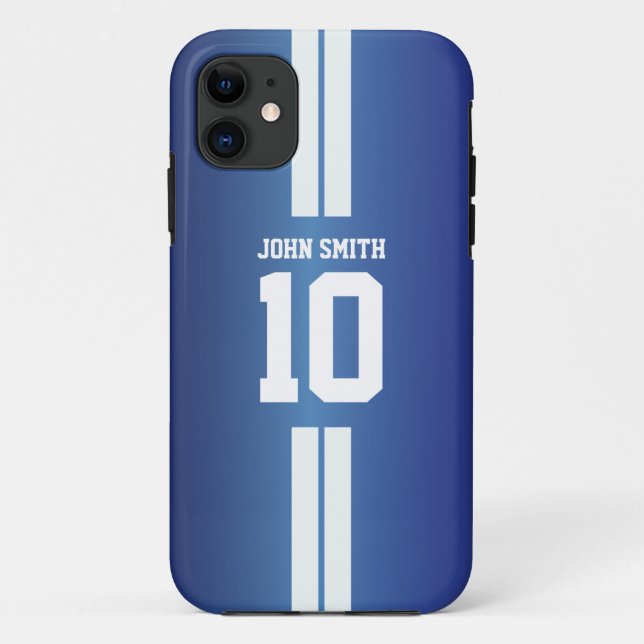 White Stripes Soccer Player Blue iPhone 5 Case (Back)