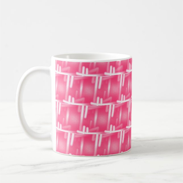 White Strokes On Pink Coffee Mug (Left)