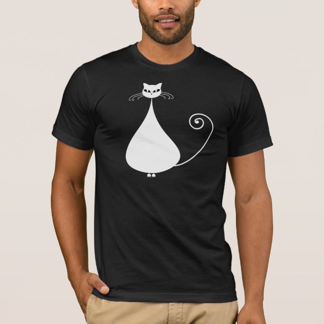 White Stylized Cat T-Shirt (Front)