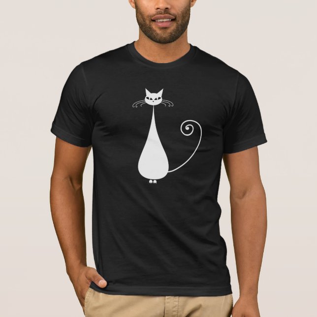 White Stylized Cat T-Shirt (Front)