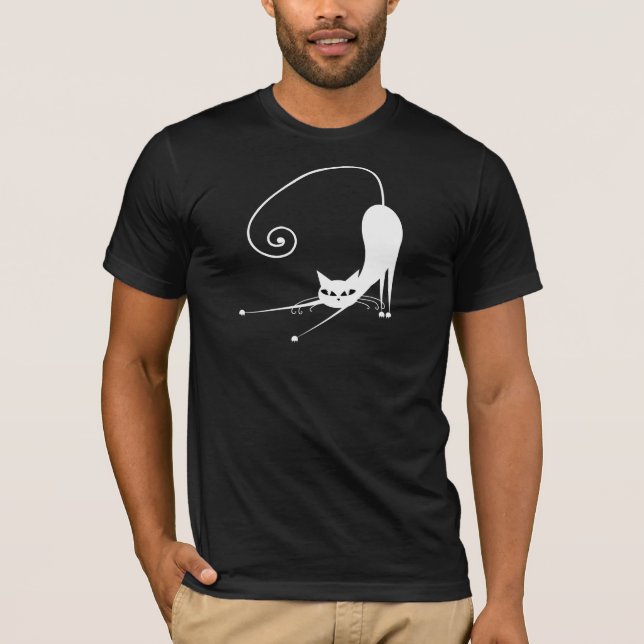White Stylized Cat T-Shirt (Front)