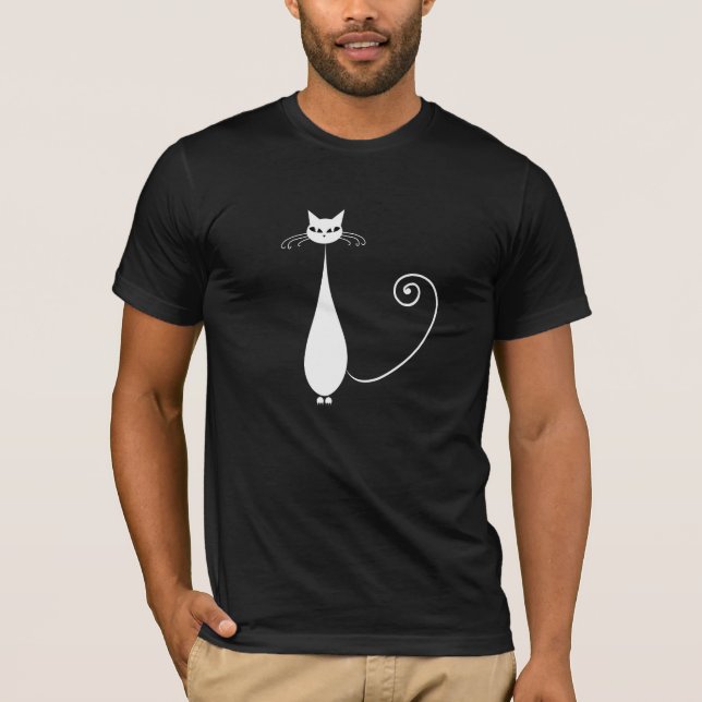White Stylized Cat T-Shirt (Front)