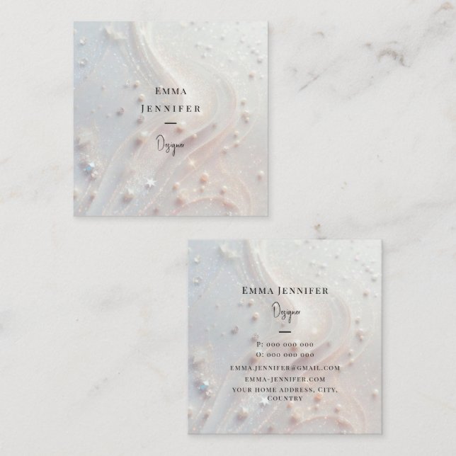 White Subtle gentle glitter background Square Business Card (Front/Back)