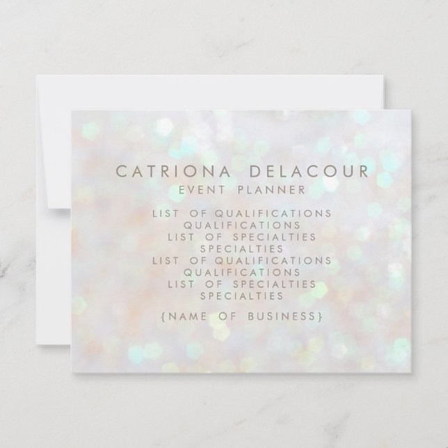 White Subtle Glitter Bokeh Business Flyer Card (Front)