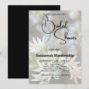 White Succulent Floral Background Bridal Shower  Invitation