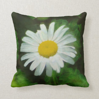 White Summer Daisy Throw Pillow