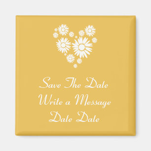 White Sunflowers Save The Date Magnet