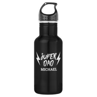 White Super Dad Lightning Bolt Rock'n Roll Script 532 Ml Water Bottle