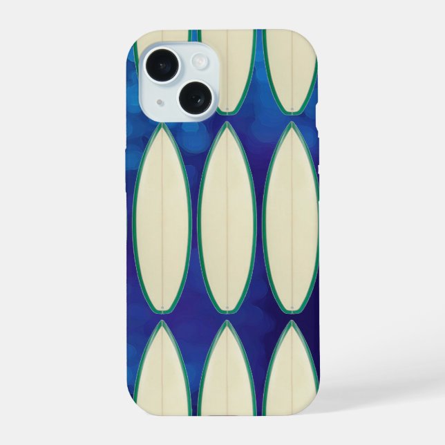 white Surfboard pattern iPhone 15 Case (Back)