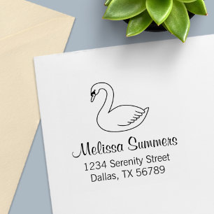 White Swan Address 2 Self-inking Stamp