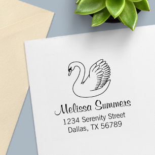 White Swan Address Self-inking Stamp