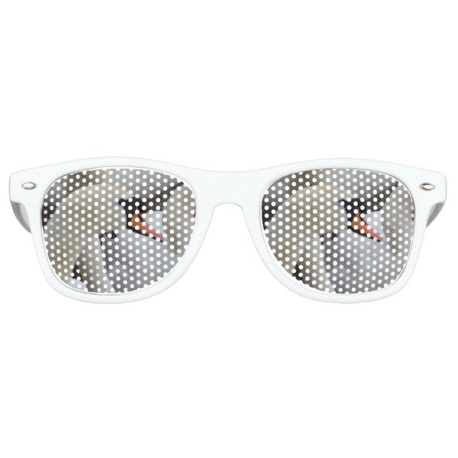 White Swan Adult Retro Party Shades, White Retro Sunglasses (Front)