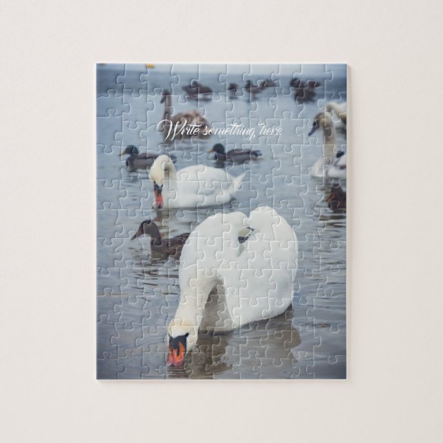 White swan customizable  jigsaw puzzle (Vertical)