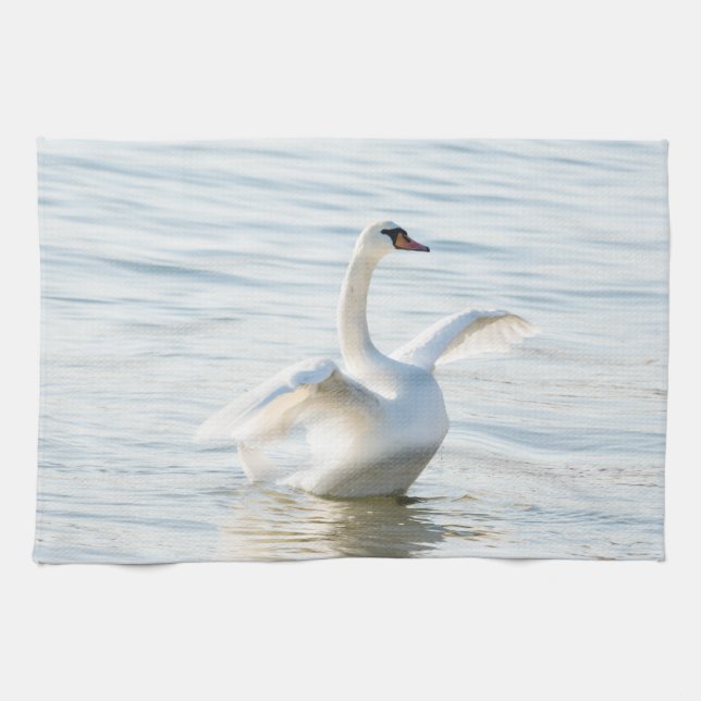 White swan Cygnus Kitchen Towel (Horizontal)