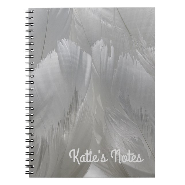 White Swan Feathers Photograph Custom Notebook (Front)