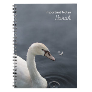 White Swan on Lake Personalized Notebook