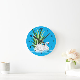 White Swan On Water Clocks