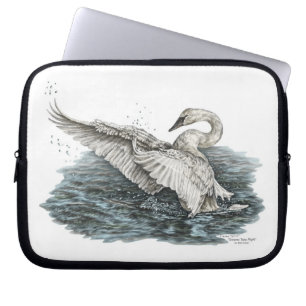 White Swan on Water Laptop Sleeve