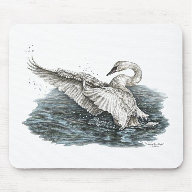 White Swan on Water Mouse Pad (Front)