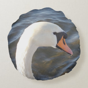 White Swan Round Pillow
